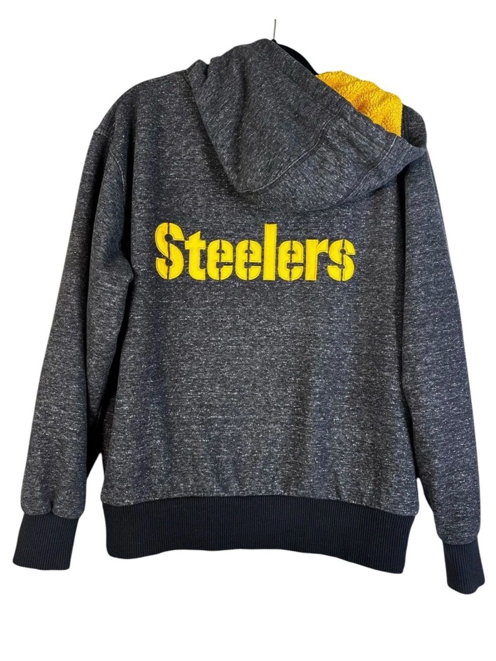 NFL Pro Line Sherpa Lined Steelers Full Zip Hoodie Jacket Gray Sweatshirt Size L